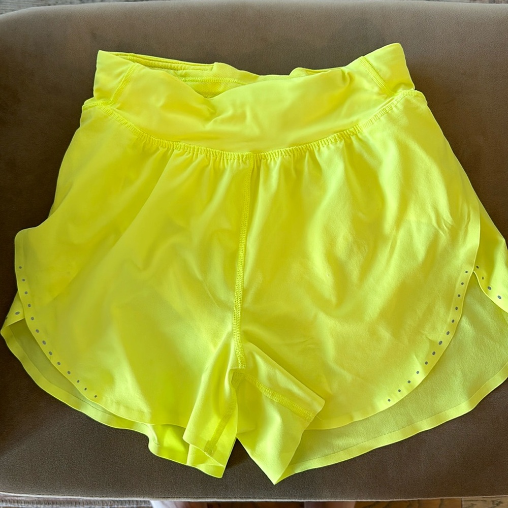 Lululemon fast and free neon yellow/green shorts